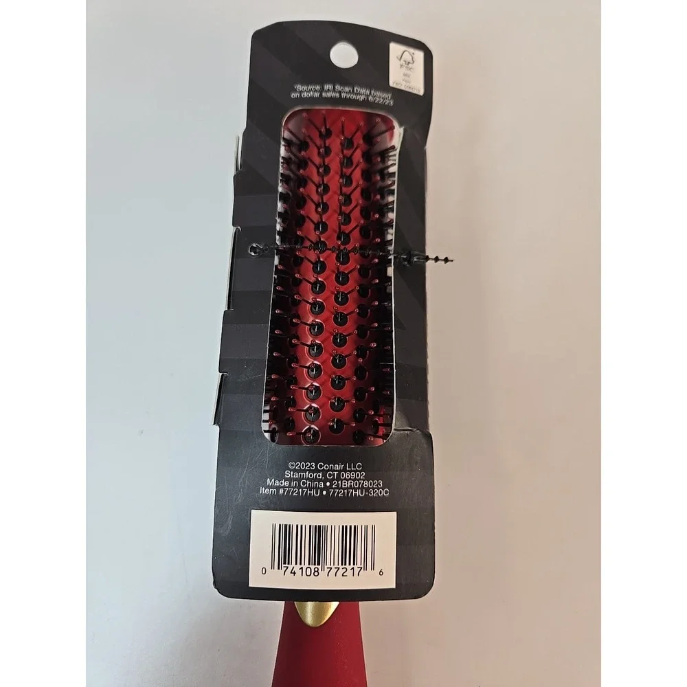 Conair Velvet Touch Round Hair Brush Red Soft Handle Blow Dry Style & Volumize